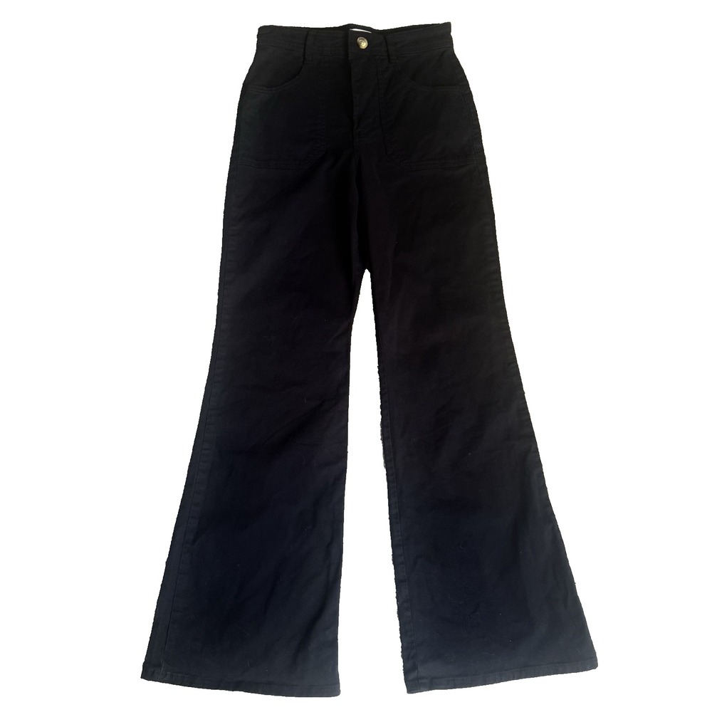 Marine Layer Pants Womens 8 Black High Rise Wide Leg Flare Trouser Stretch